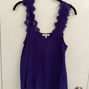 Cami NYC Purple/Blue Marlo Lace Trim Tank, Size XS